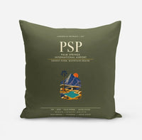 Thumbnail for Palm Springs International Airport (PSP) design on green army pillow