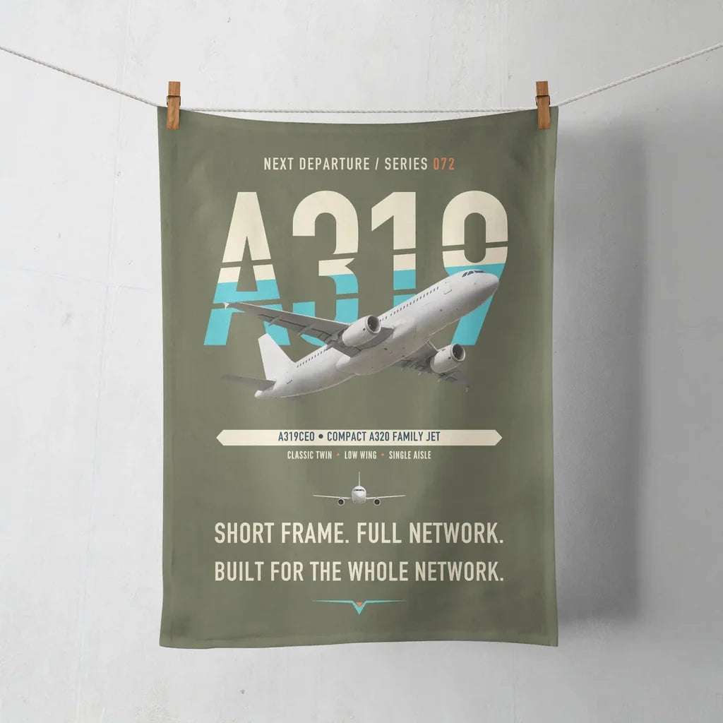 Airbus A319ceo design on green army towel