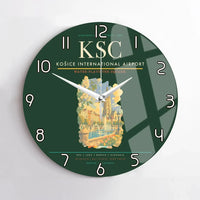 Thumbnail for Košice International Airport (KSC) design on dark green no frame wall clock