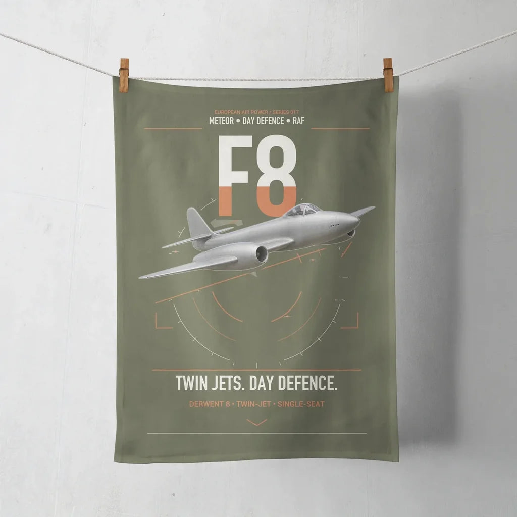 Gloster Meteor F8 design on green army towel