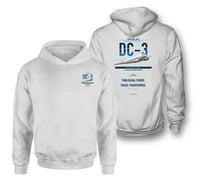 Thumbnail for Douglas DC-3 design on white double-side hoodie, double-side print