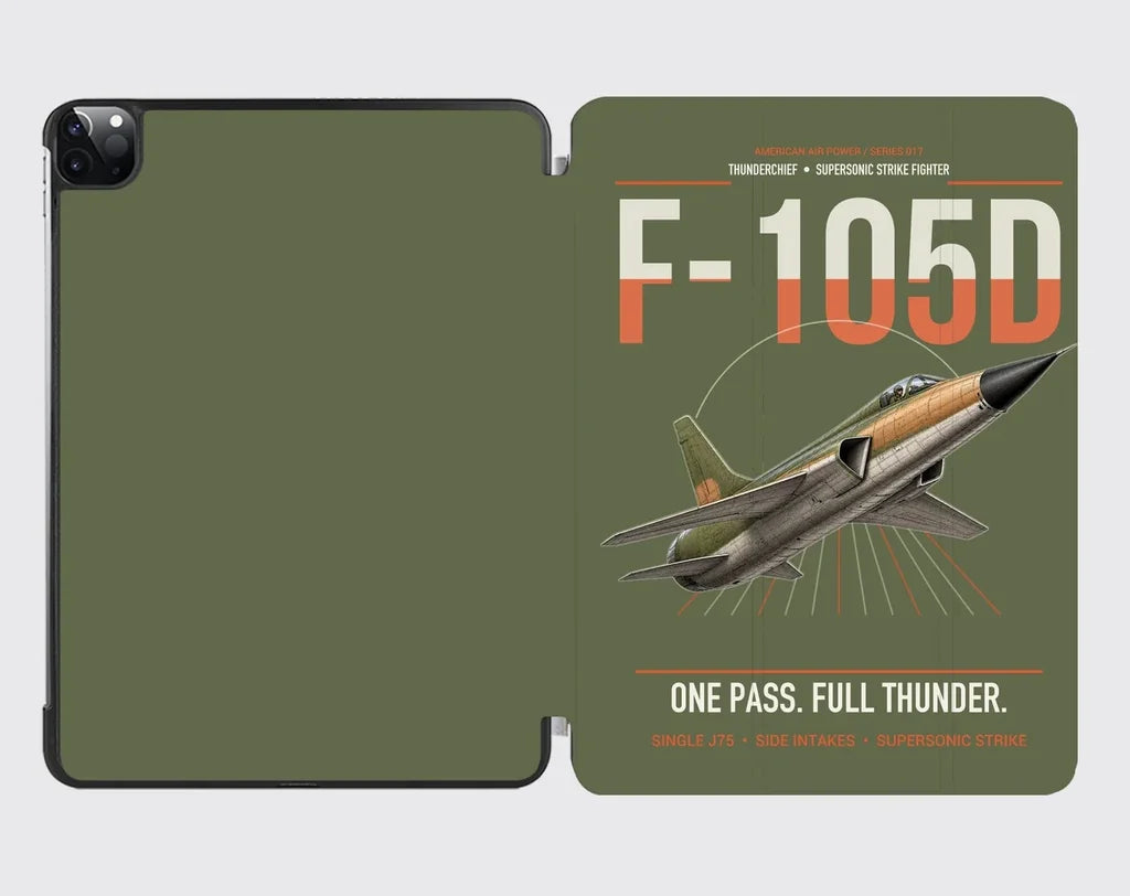 F-105D Thunderchief design on green army ipad tablet case