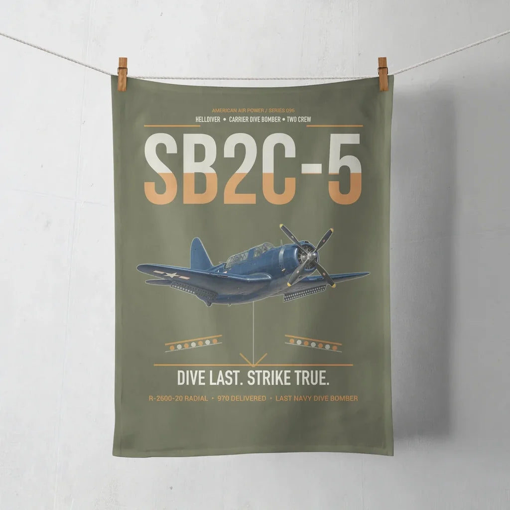 SB2C-5 Helldiver design on green army towel