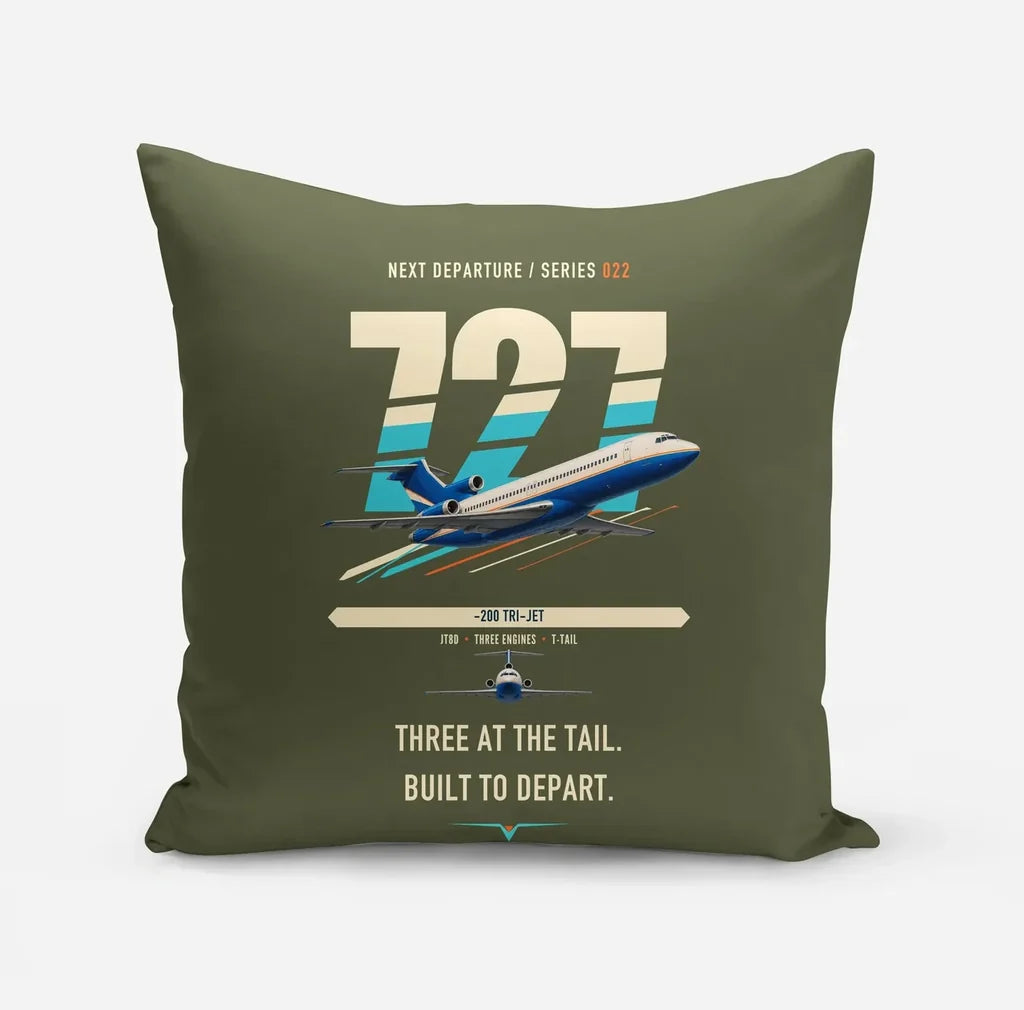Boeing 727-200 design on green army pillow