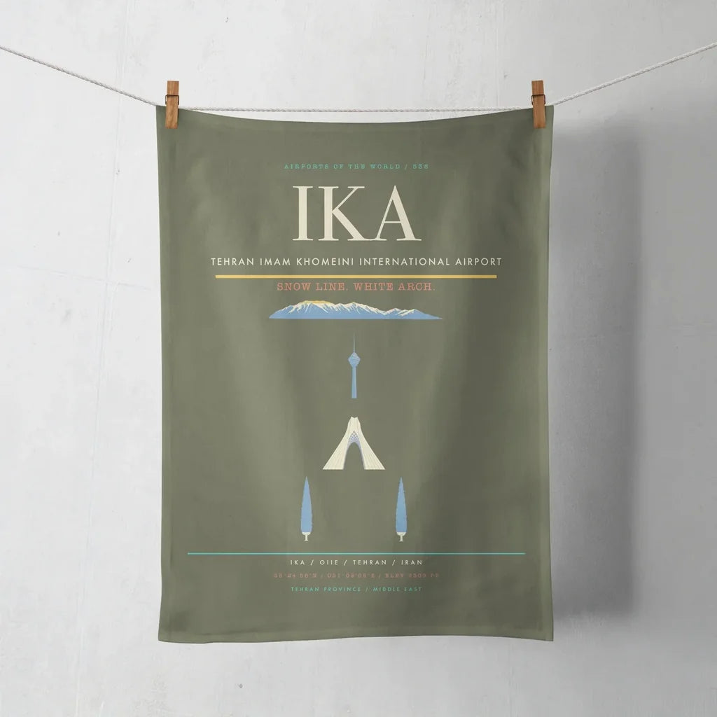 Tehran Imam Khomeini International Airport (IKA) design on green army towel