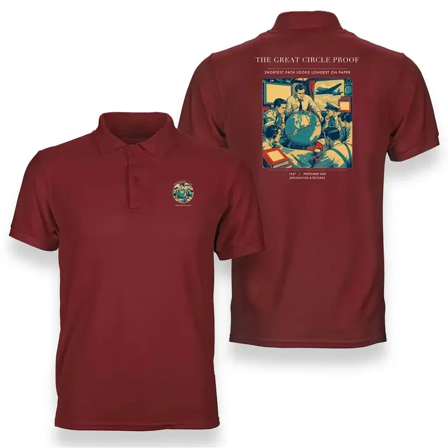 VINTAGE G4292 - The Great Circle Proof - Double-Side Polo T-Shirt design on red