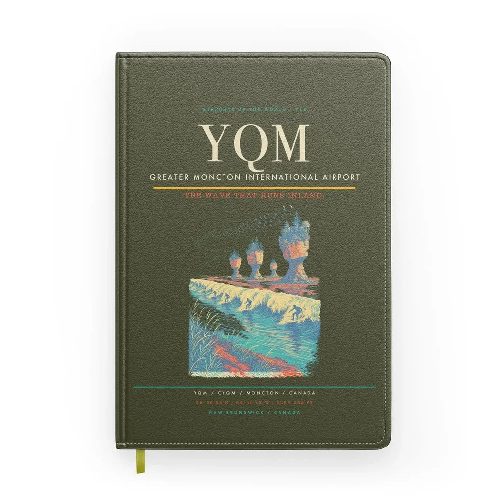 Greater Moncton International Airport (YQM) design on green army notebook