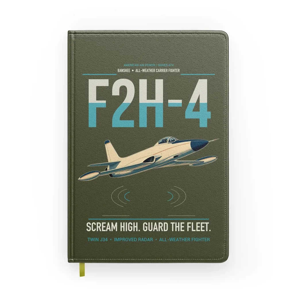 F2H-4 Banshee design on green army notebook