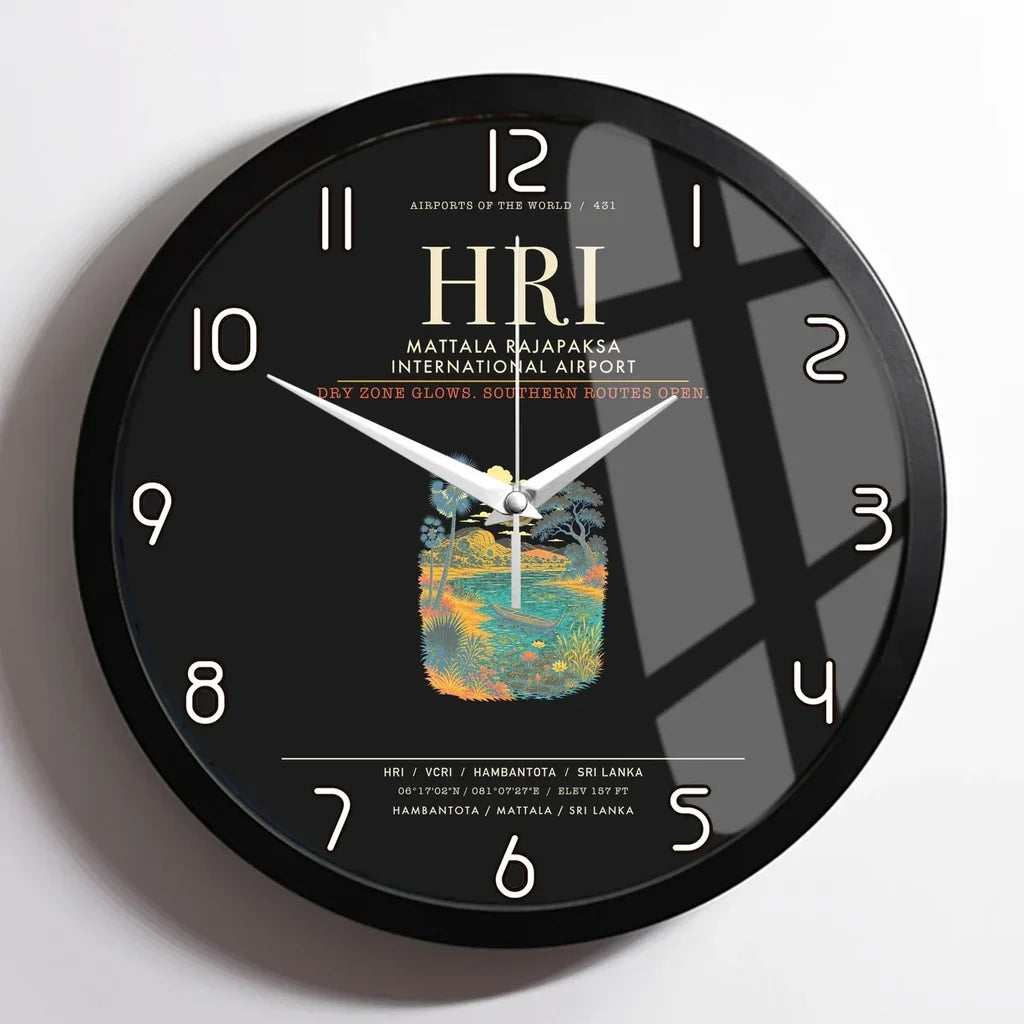 Mattala Rajapaksa International Airport HRI Wall-Clock Framed - Black