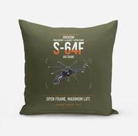 Thumbnail for Erickson S-64F Air Crane design on green army pillow