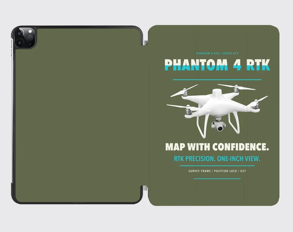 DJI Phantom 4 RTK design on green army ipad tablet case