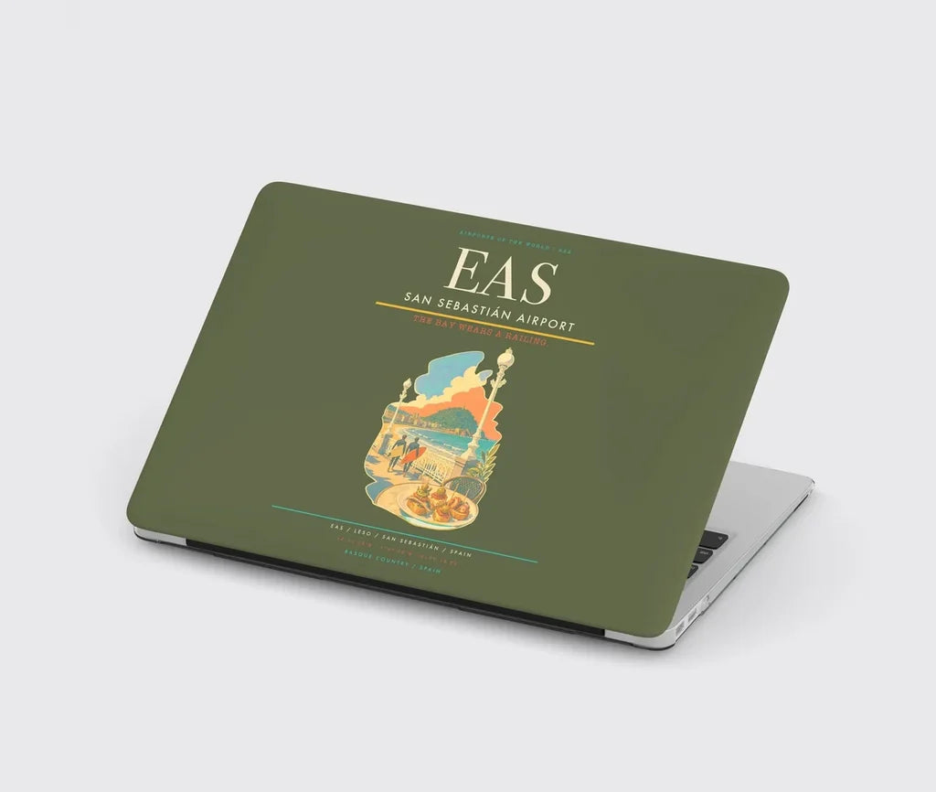 San Sebastián Airport (EAS) design on green army MacBook case