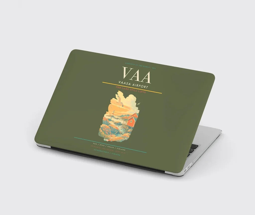 Vaasa Airport (VAA) design on green army MacBook case