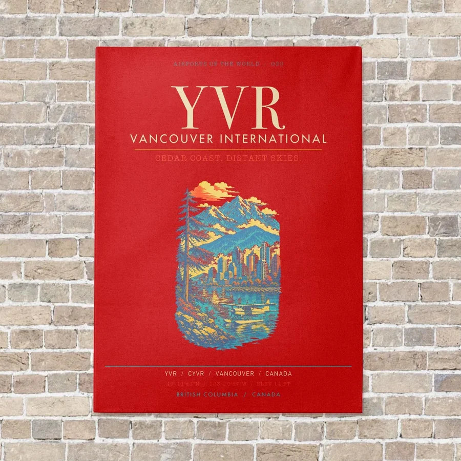 Vancouver International Airport YVR - Canvas Framed - Red