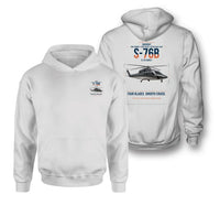 Thumbnail for Sikorsky S-76B design on white double-side hoodie, double-side print