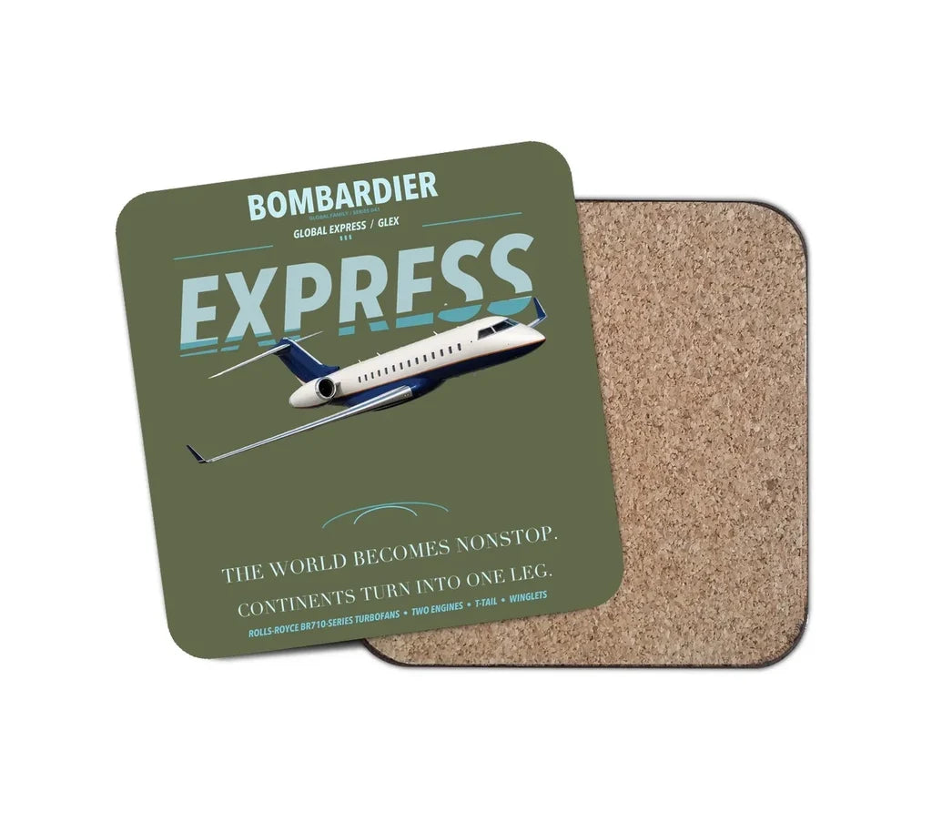 Bombardier Global Express design on green army 1 piece coaster