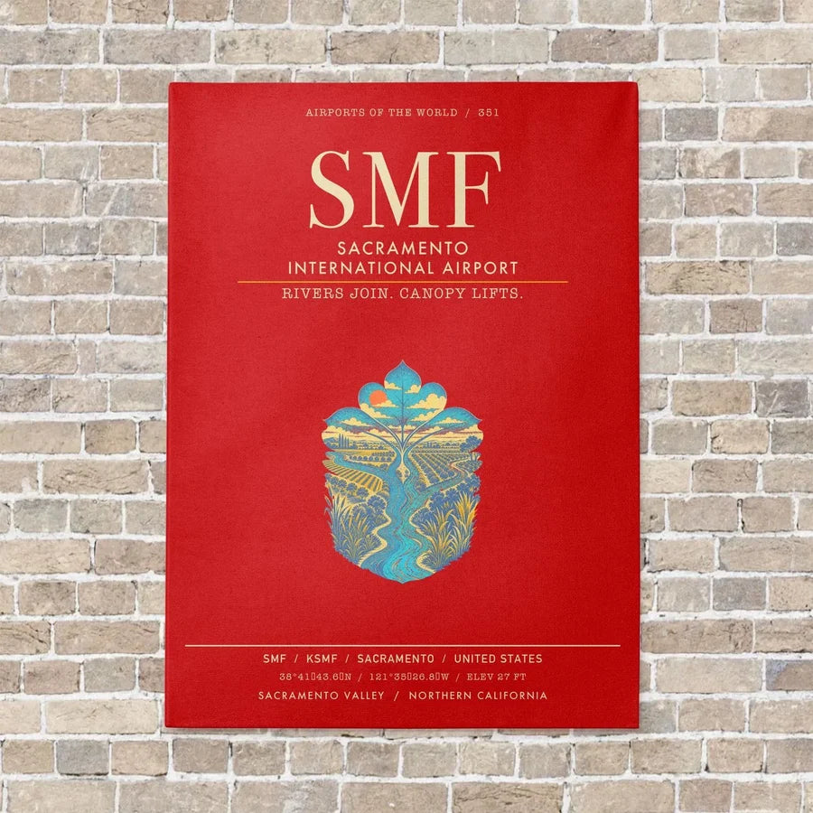 Sacramento International Airport SMF - Canvas Framed - Red
