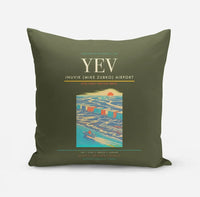 Thumbnail for Inuvik (Mike Zubko) Airport (YEV) design on green army pillow