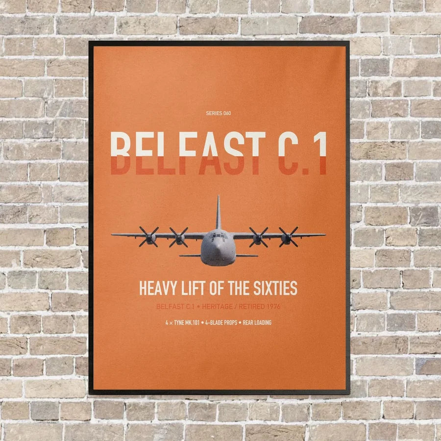Short Belfast C.1 vertical canvas print - framed - orange background