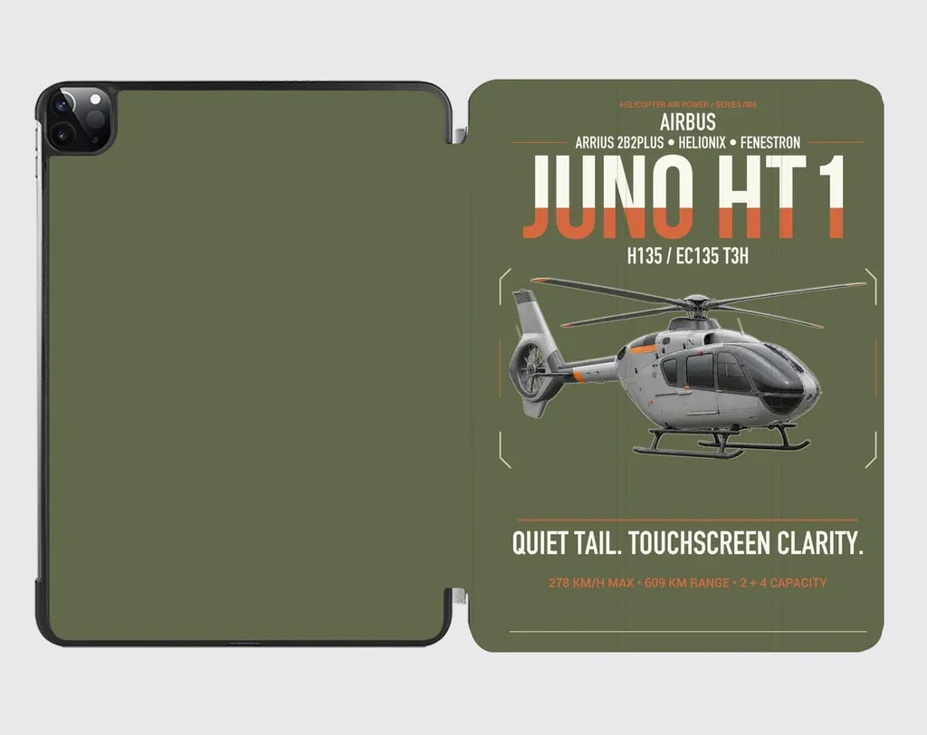 Airbus H135 Juno HT1 design on green army ipad tablet case