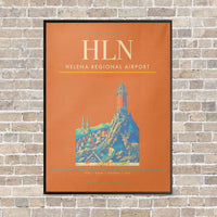 Thumbnail for Helena Regional Airport HLN vertical canvas print - framed - orange background