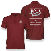 Thumbnail for Pilatus PC-6 Porter design on red double-side polo t-shirt, double-side print