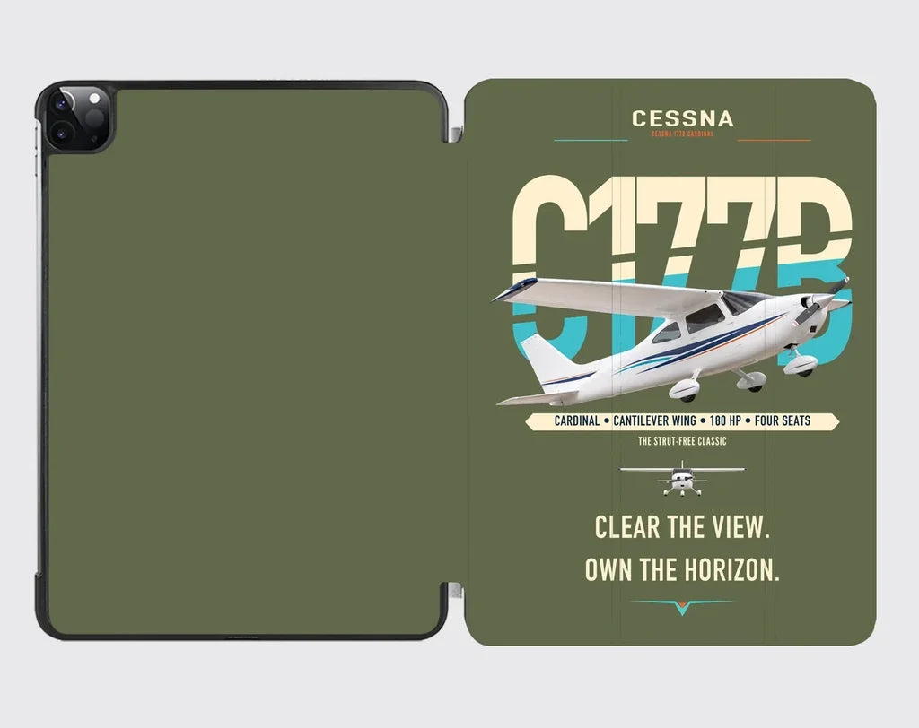 Cessna 177B Cardinal design on green army ipad tablet case