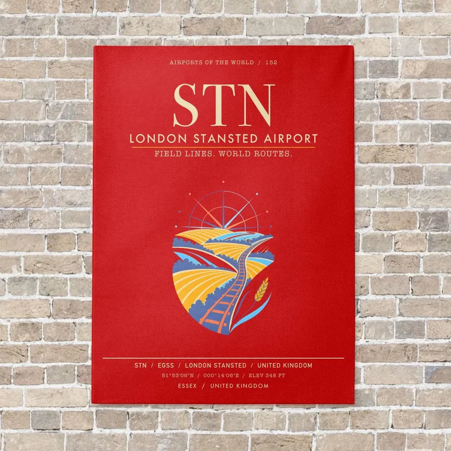 London Stansted Airport STN - Canvas Framed - Red