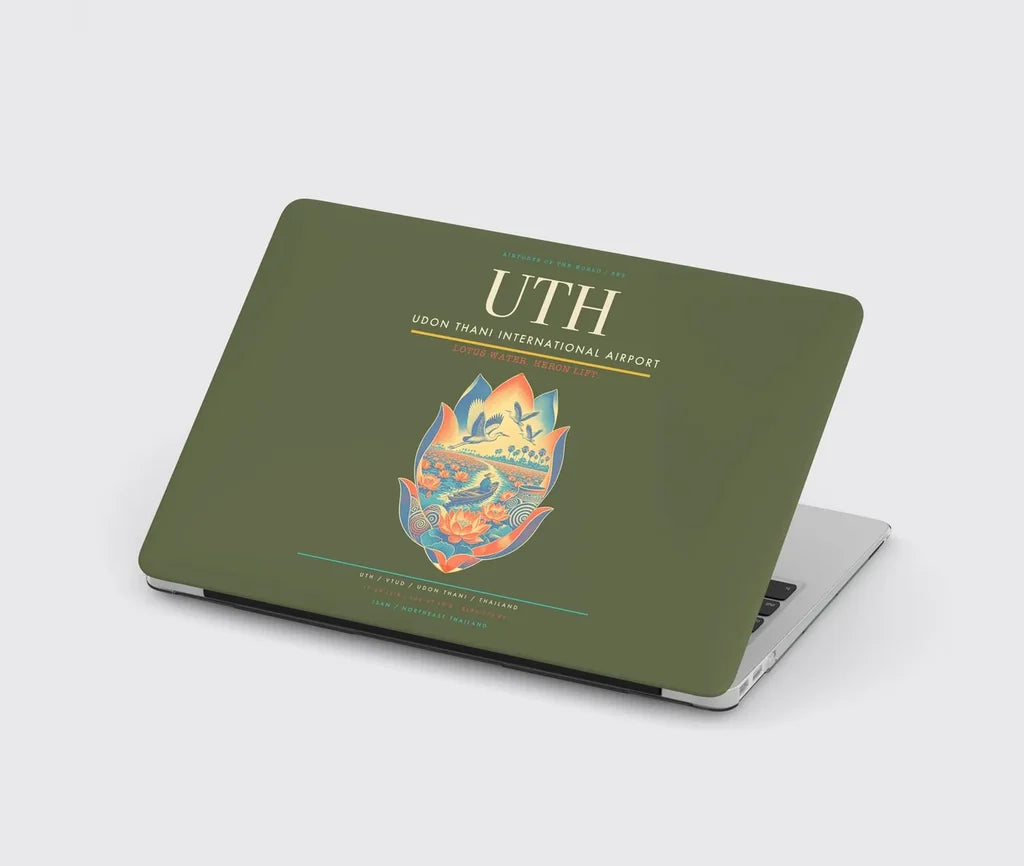 Udon Thani International Airport (UTH) design on green army MacBook case