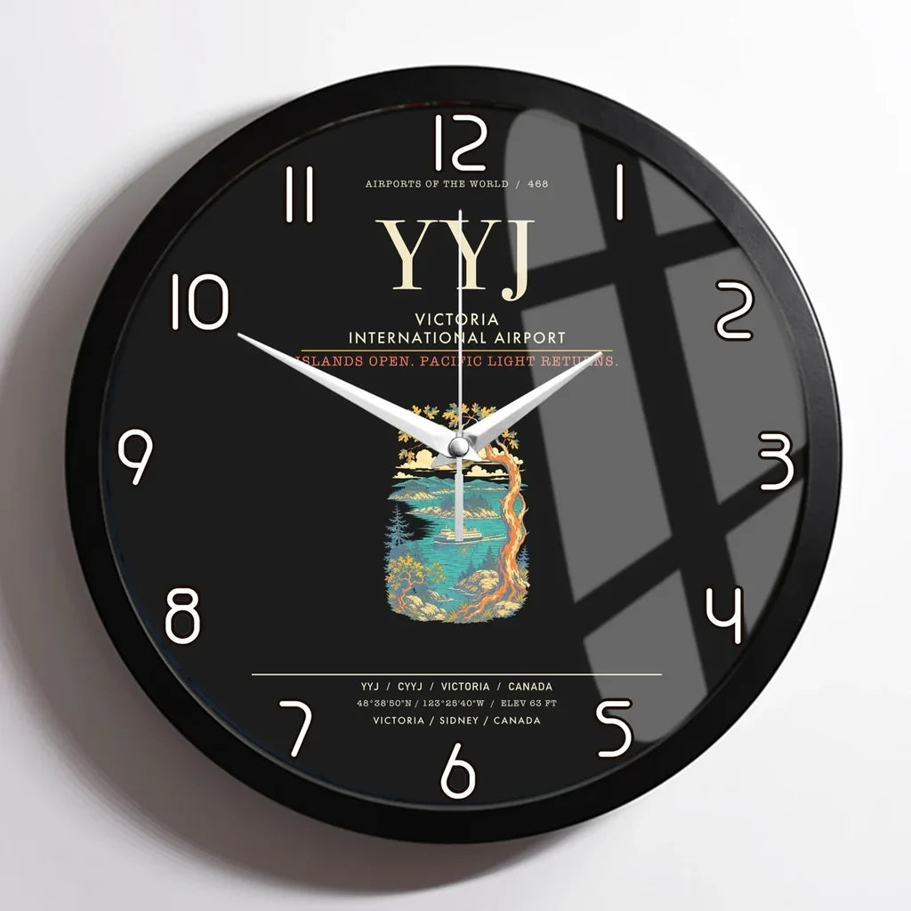 Victoria International Airport YYJ Wall-Clock Framed - Black