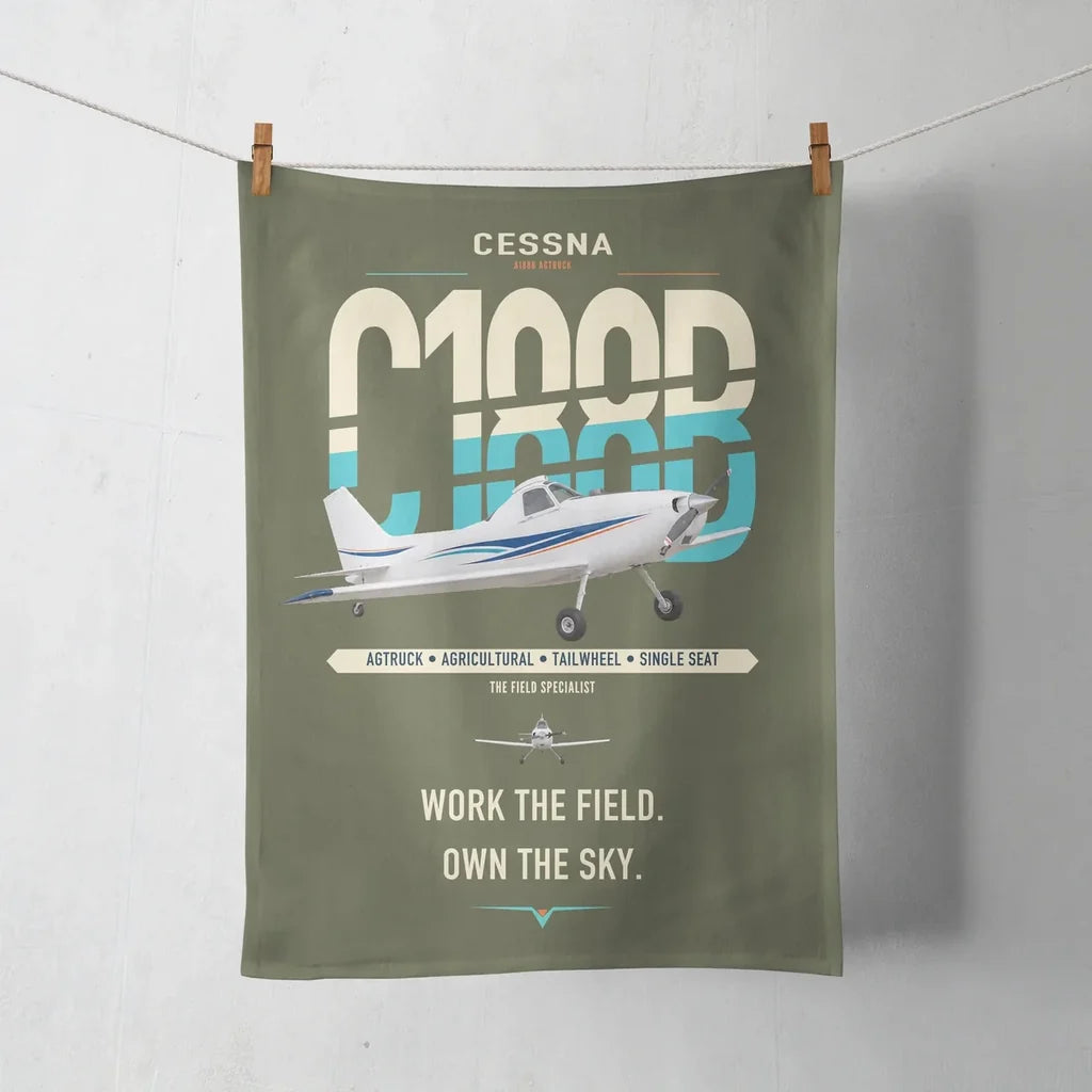 Cessna A188B AgTruck design on green army towel