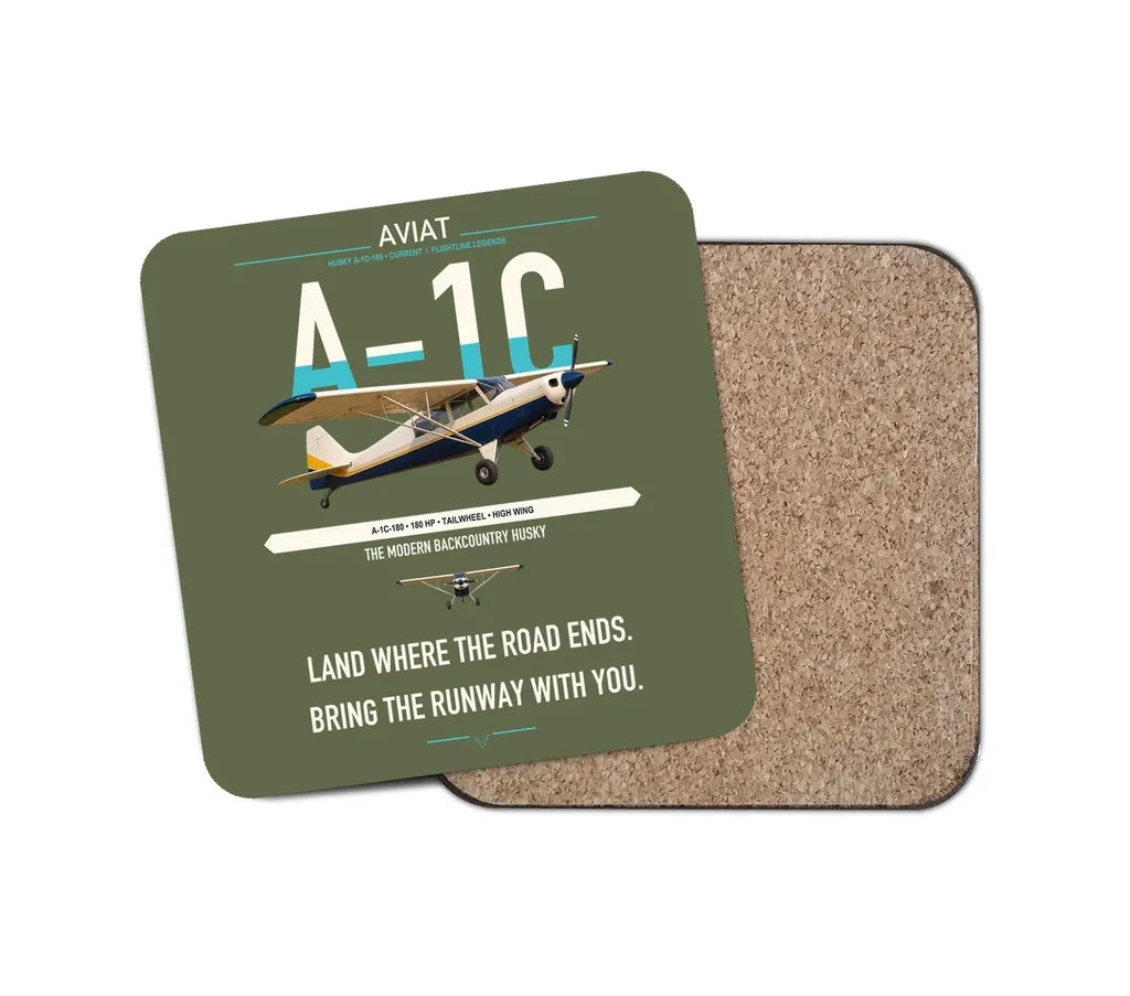 Aviat Husky A-1C-180 design on green army 1 piece coaster