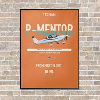 Thumbnail for Tecnam P-Mentor vertical canvas print - framed - orange background