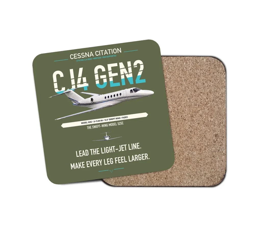 Cessna Citation CJ4 Gen2 design on green army 1 piece coaster