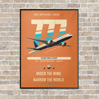 Thumbnail for Boeing 777-9 vertical canvas print - framed - orange background