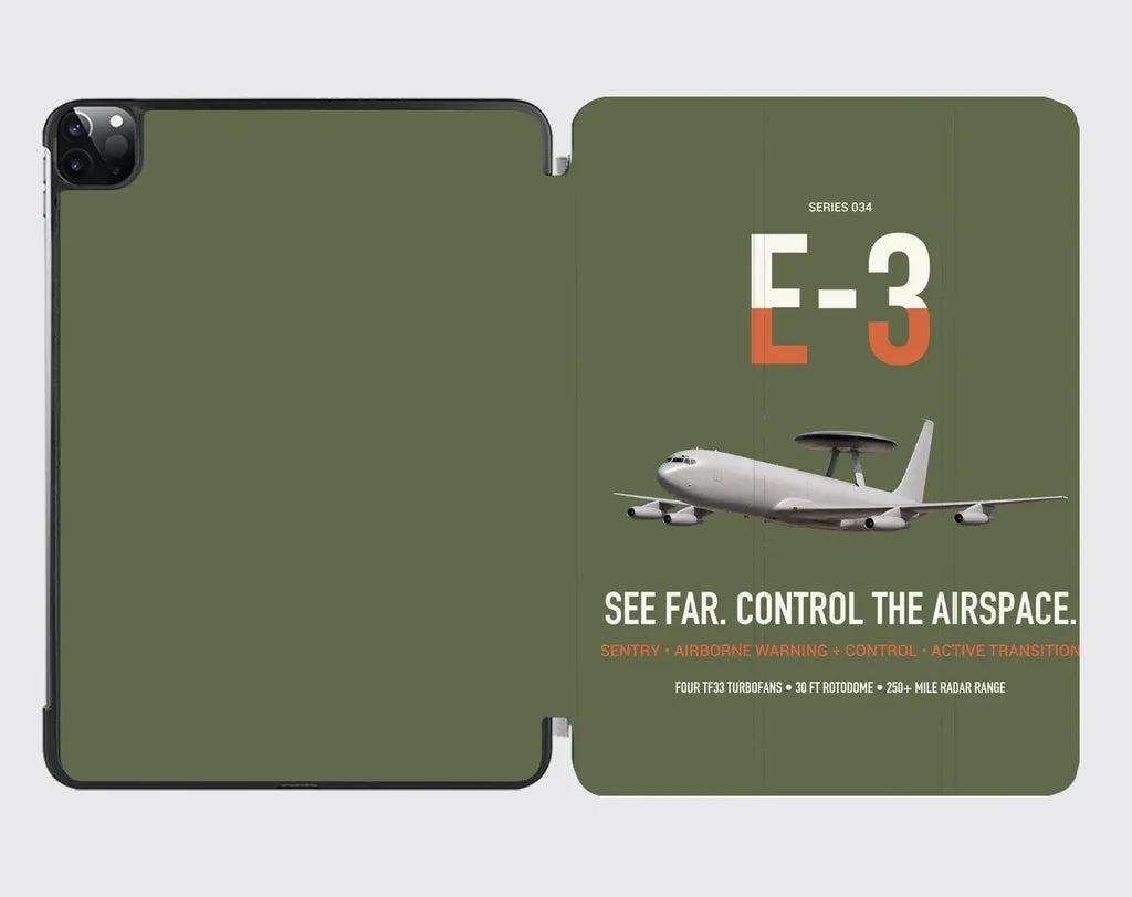 E-3 Sentry AWACS design on green army ipad tablet case