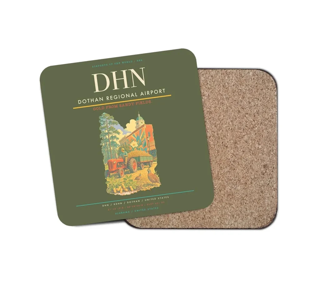 Dothan Regional Airport (DHN) design on green army 1 piece coaster