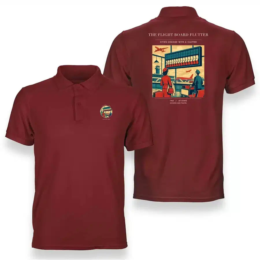 VINTAGE G4302 - The Flight Board Flutter - Double-Side Polo T-Shirt design on red