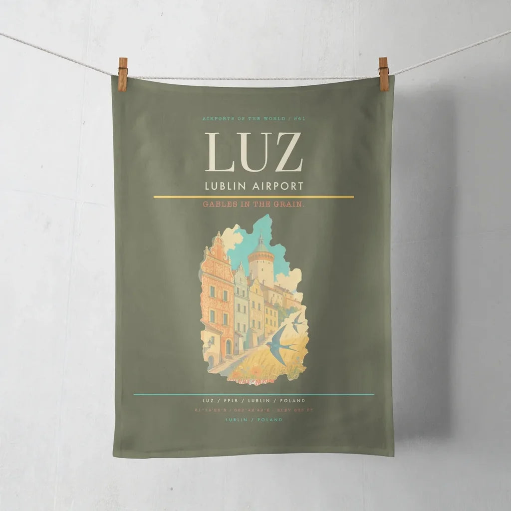 Lublin Airport (LUZ) design on green army towel