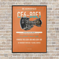 Thumbnail for CF6-80E1 vertical canvas print - framed - orange background