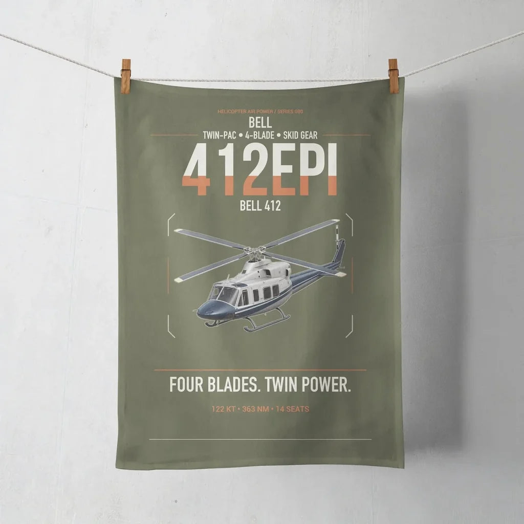 Bell 412EPI design on green army towel