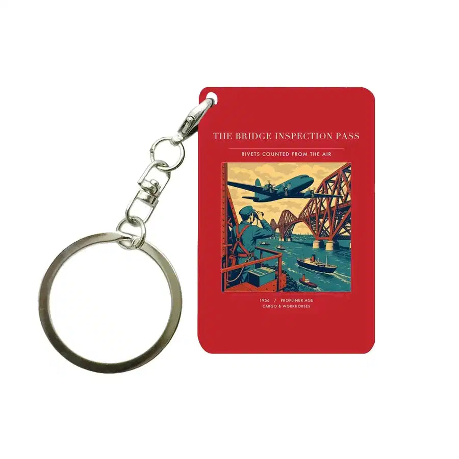 VINTAGE G4482 - The Bridge Inspection Pass - Designed Key Chain design on red