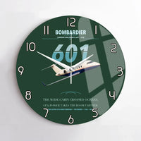Thumbnail for Bombardier Challenger 601 design on dark green no frame wall clock