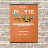Thumbnail for Canadair CL-215 vertical canvas print - framed - orange background