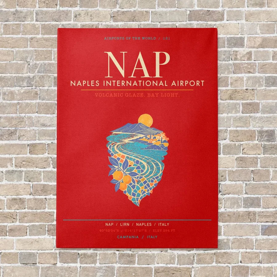 Naples International Airport NAP - Canvas Framed - Red