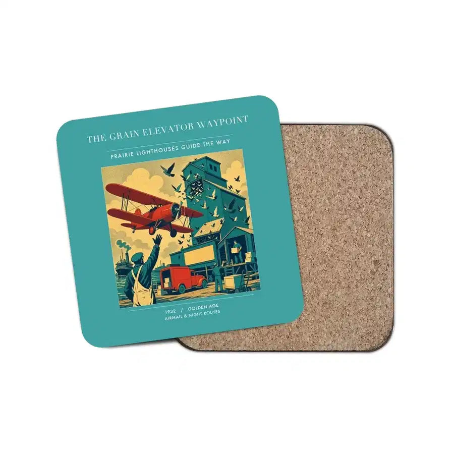 The Grain Elevator Waypoint - Designed Coasters design on turquoise 1-piece