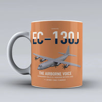 Thumbnail for EC-130J Commando Solo III design on orange ceramic mug, double-side print