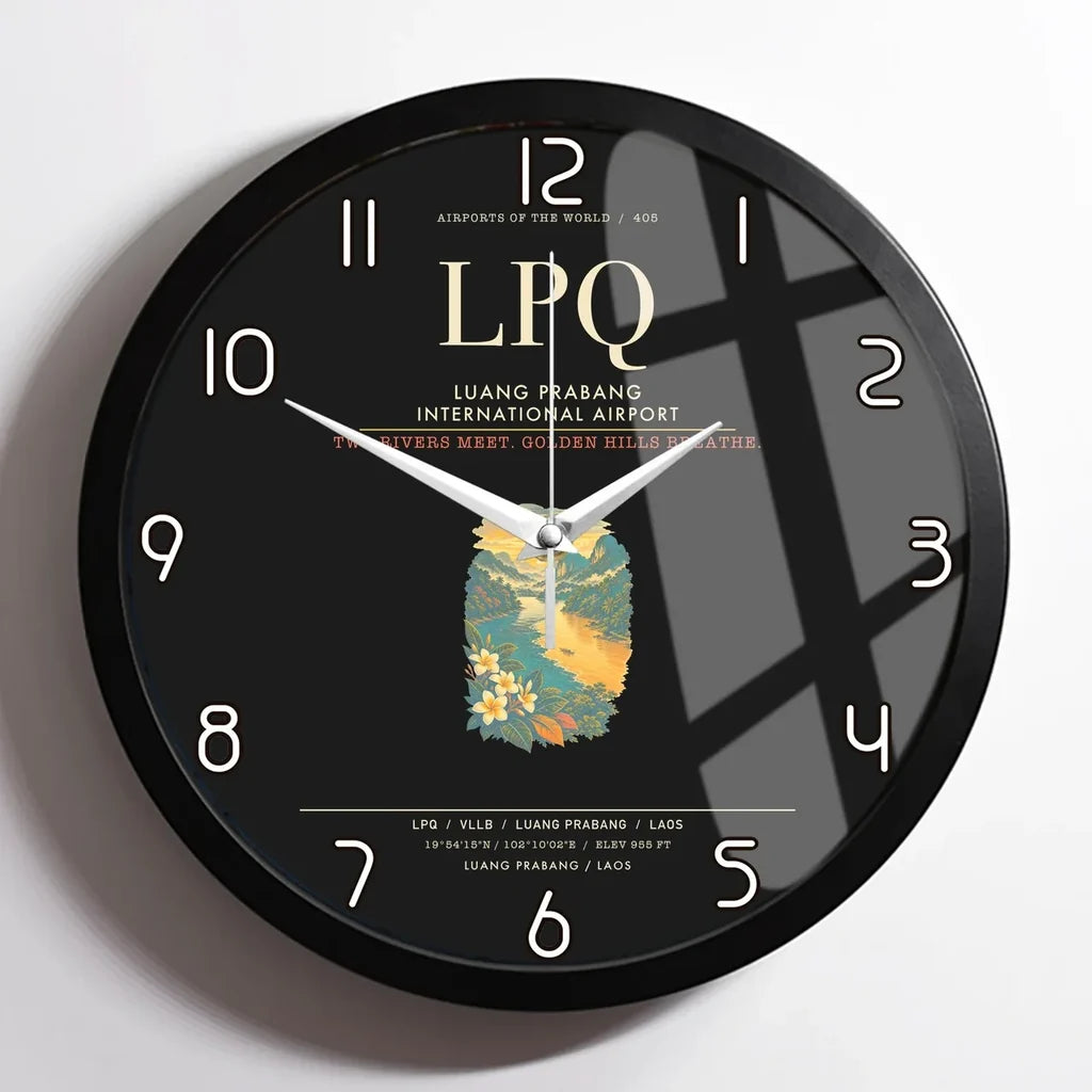 Luang Prabang International Airport LPQ Wall-Clock Framed - Black