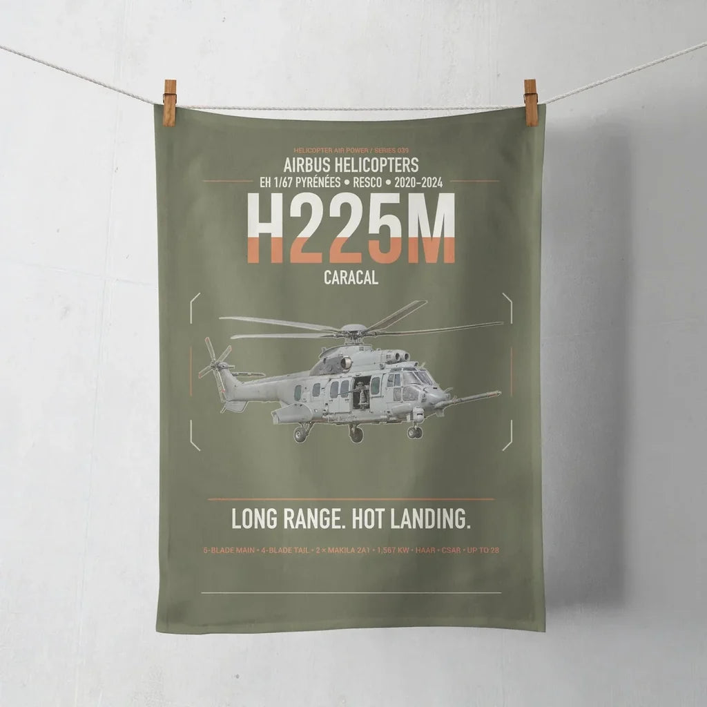Airbus Helicopters H225M Caracal design on green army towel