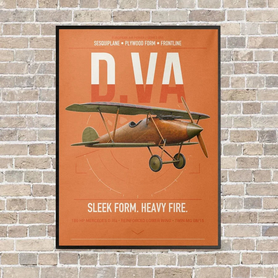 Albatros D.Va vertical canvas print - framed - orange background